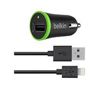 Belkin Chargeur de voiture 2,4 A avec câble Lightning (iPhone 12, 12 Pro, 12 Pro Max, 12 mini, 11, 11 Pro/Pro Max, XS/XS Max, XR, X, 8/8 Plus, iPad, iPod Touch, certification MFi, noir)