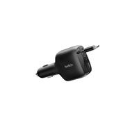 Belkin Chargeur de voiture 75W avec câble rétractable Chargeur de voiture USB-C de 75 W avec câble rétractable intégré, port USB-C supplémentaire et