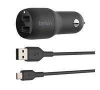 Belkin Chargeur de Voiture à Deux Ports USB (24 W) Avec Câble Micro-USB (Chargeur de Voiture Boost Charge à 2 Ports, Chargeur de Voiture à 2 Ports USB ; Chargeur de Voiture Kindle)
