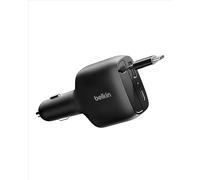 Belkin Chargeur de Voiture USB-C 75W avec Câble USB-C Rétractable, Compatible avec L'iPhone 17 Et 16, Galaxy S25, AirPods, Tablettes, MacBook, Chromebook, etc., Indispensables pour Le Voyage