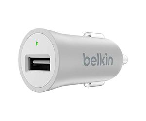 Belkin - Chargeur Premium Allume-cigare USB Universel, 12W/2.4A pour Smartphone et Tablette - Argent Métallique (Compatible iPhone 8/8+ et iPhone X)