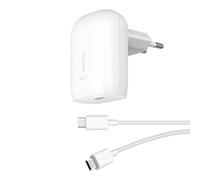 Belkin Chargeur Rapide Secteur USB-C 30 W avec câble USB-C vers Tipo C, Power Delivery, Certification USB-If PD 3.0, pour iPhone 17, Air, 16, 15, Samsung Galaxy, Z Fold, Google Pixel, iPad, AirPods