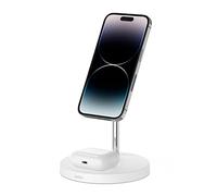 Belkin Chargeur sans Fil 2 en 1 avec MagSafe, (Support de Chargeur Rapide pour iPhone 15 W pour iPhone 14, 13, 12, Airpods et Autres appareils compatibles MagSafe avec Adaptateur d'alimentation