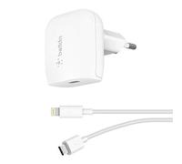 Belkin Chargeur secteur USB-C 18 W avec câble USB-C vers Lightning de 1,2 m ( iPhone 13, 13 Pro, 13 Pro Max, 13 mini et modèles antérieurs, iPad Air, iPad)