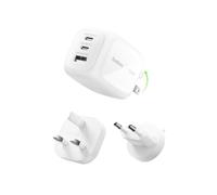 Belkin BoostCharge Pro adaptateur secteur - GaN - 2 x USB-C, USB - 70 Watt - avec kit d'adaptateur de voyage