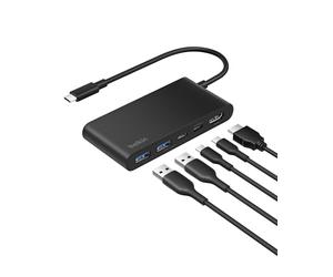 Belkin Concentrateur USB C, hub 5 ports avec écran HDMI 4K @ 60 Hz, alimentation 100 W, transfert de données rapide 5 Gbit/s, adaptateur multiport USB C pour MacBook, iPad Pro, Chromebook, et plus