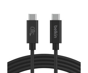 Belkin Connect Câble USB4 240W 20 Gbit/s Câble USB4 avec alimentation Power Delivery de 240 W, transferts de données pouvant atteindre 20 Gbit/s et
