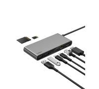 Belkin Connect Hub USB C 8-en-1, Prise en Charge De La Résolution 4K à 60 Hz, Fonctionne avec Mac, Windows, Chromebook, PD de 100 W, Transfert De Données De 10 Gbit/s, Ethernet De 2,5 Gbit/s - Gris