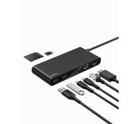 Belkin Connect Hub USB C 8-en-1, Prise en Charge De La Résolution 4K à 60 Hz, Fonctionne avec Mac, Windows, Chromebook, PD de 100 W, Transfert De Données De 10 Gbit/s, Ethernet De 2,5 Gbit/s - Noir