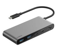 Belkin Hub USB-C 7 ports – HDMI 4K à 60 Hz, SD/MicroSD, PD 100 W, 5 Gbit/s – Gris
