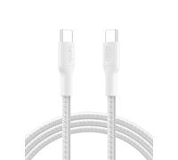 Belkin Câble USB-C vers USB-C tressé écologique (2 m, 240 W) - Câble de charge rapide souple et flexible de type C pour iPhone 16, Galaxy S25, Pixel 9, MacBook, iPad Pro, etc. - Blanc (USB 2.0)