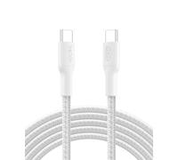 Belkin Eco Câble USB-C vers USB-C avec gaine tressée, 3 m, 240 W, doux au toucher, souple, Câble de recharge rapide, pour iPhone 16, Galaxy S25, Pixel 9, MacBook, iPad Pro, etc. - Blanc (USB 2.0)