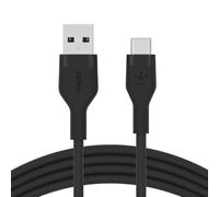 Belkin BoostCharge Flex câble USB-C vers USB-A en silicone, certifié USB-IF, câble USB C pour iPhone 16, iPhone 15, Samsung Galaxy S24, S23, S22, iPad, MacBook, Note, Google Pixel, etc, 2 m, noir