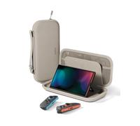 Belkin Gaming Pochette de transport pour Nintendo Switch 2 (compartiments pour AirTag et cartes de jeux, étui léger et portable avec coque de protection et revêtement intérieur doux au toucher, Beige)