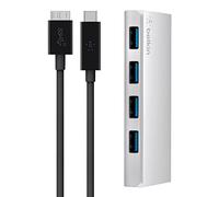 Belkin - Hub USB 3.0 4 ports avec câble micro-B 3.1 vers USB-C - 1m - Aluminium brossé