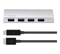 Belkin Hub USB 3.0 4 ports – câble micro-B 3.1 vers USB-C 1 m – Aluminium brossé