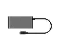 Belkin Hub USB-C 5 Ports avec HDMI 4K à 60 Hz, Power Delivery 100 W, Transfert de Données 5 Gbit/s, pour MacBook, iPad Pro, Chromebook, Etc., HDMI 2.0 - Gris
