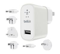 Belkin - Kit de Voyage - Chargeurs USB avec 6 Prises (EU, UK, US, AU, CN, Corée) - 12W/2.4A - Blanc (Compatible iPhone 8/8+ et iPhone X)
