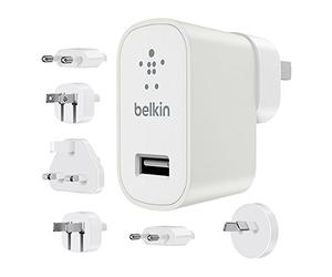 Belkin - Kit de Voyage - Chargeurs USB avec 6 Prises (EU, UK, US, AU, CN, Corée) - 12W/2.4A - Blanc (Compatible iPhone 8/8+ et iPhone X)