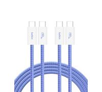 Belkin Lot de 2 câbles tressés USB-C vers USB-C (2 m, 60 W) - Câble de Charge Rapide Souple et Flexible de Type C pour iPhone séries 16 et 15, Galaxy S25, Pixel 9, iPad Pro, etc. - Bleu