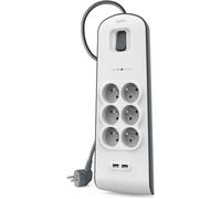 Bloc multiprise BELKIN 6 prises parafoudre + 2 USB 2,4 A