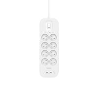 Belkin Multiprise Parafoudre 8 Prises Avec 2 USB-C, Cordon de 2 m | Rallonge Électrique Avec Ports USB - 2 x USB-C (Recharge Rapide), Fixation Murale, 8 Prises Électriques, Cordon 2 m, 900 J