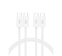 Belkin Pack de 2 Câbles USB-C vers USB-C avec gaine tressée (1,5 m, 240 W, doux au toucher, souple, recharge rapide, pour iPhone 16 et iPhone 15, Galaxy S25, Pixel 9, iPad Pro, etc., blanc)