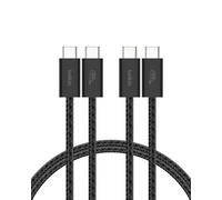 Belkin Pack de 2 Câbles USB-C vers USB-C avec gaine tressée (1,5 m, 60 W, doux au toucher, souple, recharge rapide, pour iPhone 16 et iPhone 15, Galaxy S25, Pixel 9, iPad Pro, etc., noir)