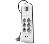 Bloc multiprise BELKIN 6 prises parafoudre + 2 USB 2,4 A