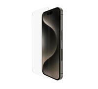 Belkin Protection d'écran antimicrobienne ScreenForce TemperedGlass pour iPhone 15 Pro, verre trempé, protection fine, transparente, antirayure, support Easy Align pour pose sans bulle d'air