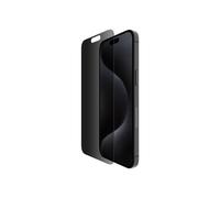 Belkin Protection d'écran anti espion antimicrobienne ScreenForce TemperedGlass Privacy (pour iPhone 15 Pro Max, fine, antirayure, support Easy Align pour pose sans bulle d'air)