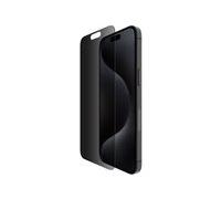 Belkin Protection d'écran anti espion antimicrobienne ScreenForce TemperedGlass Privacy (pour iPhone 15 Pro Max, fine, antirayure, support Easy Align pour pose sans bulle d'air)