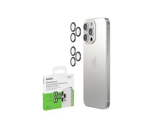 Belkin Screenforce TemperedGlass Protections d'objectifs pour Apple iPhone 15 Pro et iPhone 15 Pro Max, compatibles avec les étuis et coques de protection, accessoires pour Apple iPhone (Pack de 2)