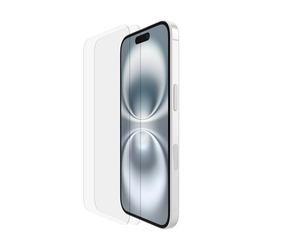 Belkin ScreenForce TemperedGlass Verre Trempé pour iPhone 16, fine, transparente, antirayure, support Easy Align pour pose sans bulle d'air, protection d'écran pour iPhone 16, iPhone 15, pack de 2