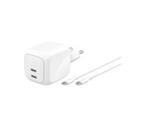 BoostCharge Pro - Adaptateur secteur - GaN - 67 Watt - Fast Charge - 2 connecteurs de sortie (2 x USB-C) - blanc - avec câble USB-C (2m)
