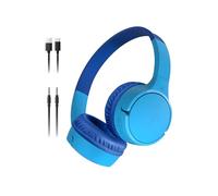 Belkin SoundForm Mini Casque Audio sans Fil pour Enfants avec Micro intégré (Circum-aural, autonomie de 30 h, pour Apprentissage, Voyages, Autocollants Amusants, pour iPhone, iPad, Galaxy) - Bleu
