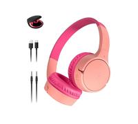 Belkin SoundForm Mini casque sans fil pour enfants avec microphone intégré, 30 heures de lecture, autocollants amusants et étui - Casques supra-auriculaires pour apprentissage en ligne, école, iPhone,