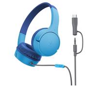 Belkin SoundForm Mini - Écouteurs avec micro - sur-oreille - filaire - jack 3,5mm, USB-C - bleu