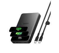 Belkin UltraCharge Pro Batterie Externe 10000mah Semi-Solide, Charge 60W | Chargeur Portable Semi-Solide Avec BoostSolid, Écran Numérique, Recharge 3 Appareils, Accessoire De Voyage, Design Métallique