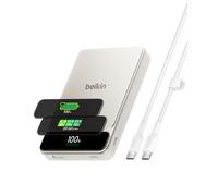 Belkin UltraCharge Pro Batterie Externe 10000mah Semi-Solide, Charge 60W | Chargeur Portable Semi-Solide Avec BoostSolid, Écran Numérique, Recharge 3 Appareils, Accessoire De Voyage, Design Métallique