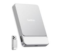 Belkin UltraCharge Slim Batterie Externe Magnétique 10K avec USB-C - Blanc | Chargeur Portable Sans Fil Slim 10K, Certifié Qi2, 25 W, Anneau Magnétique, USB-C, Préchargé, Câble Inclus, Design Portable