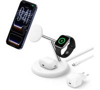Belkin UltraCharge Station de Recharge Sans Fil 3-en-1 25W Qi2.2 Compatible MagSafe iPhone Apple Watch Blanc