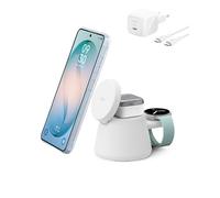 Belkin UltraCharge Station sans Fil 3-en-1 avec Qi2, 25 W - Blanc