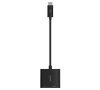 Belkin USB-C to HDMI + Charge Adapter - Adaptateur vidéo - USB-C mâle pour HDMI, USB-C (alimentation uniquement) femelle - noir - support 4K, USB Power Delivery (60W)