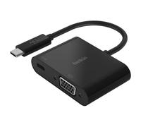 Belkin USB-C to VGA + Charge Adapter - Adaptateur vidéo - 24 pin USB-C mâle pour HD-15 (VGA), USB-C (alimentation uniquement) femelle - noir - support 1080p, USB Power Delivery (60W)