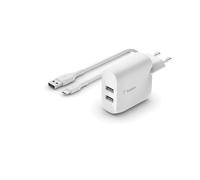 Belkin chargeur secteur 2 ports + câble USB-A/USB-C Un système de charge complet avec câble USB-C vers USB-A.