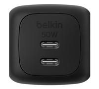 Belkin WCH019kqBK Chargeur Secteur Universel 50W 2x USB Type-C GaN Noir avec Protections Surtension, Surintensité, Surchauffe, Court-circuit