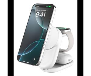 Belkin WIZ037KQWH - Chargeur Secteur Qi2 25W, USB-C 45W, Recharge Rapide Ultra Charge, Blanc, Câble USB-C 1.5m, pour Smartphone, Smartwatch, Casque