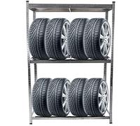 BELKO Étagère à pneus pour 8 pneus, 180 x 120 x 40 cm, avec protection des bords, 1 fond en bois MDF max. 200 kg, support de pneus, étagère d'atelier, étagère pour charges lourdes, étagère de