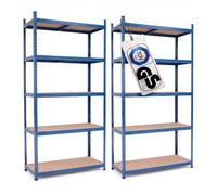 BELKO® Lot de 2 étagères pour charges lourdes C114 - Bleu - 180 x 90 x 40 cm - 2 étagères de rangement et étagères de cave - Étagère en métal avec 5 étagères - Charge maximale : 875 kg (175 kg par